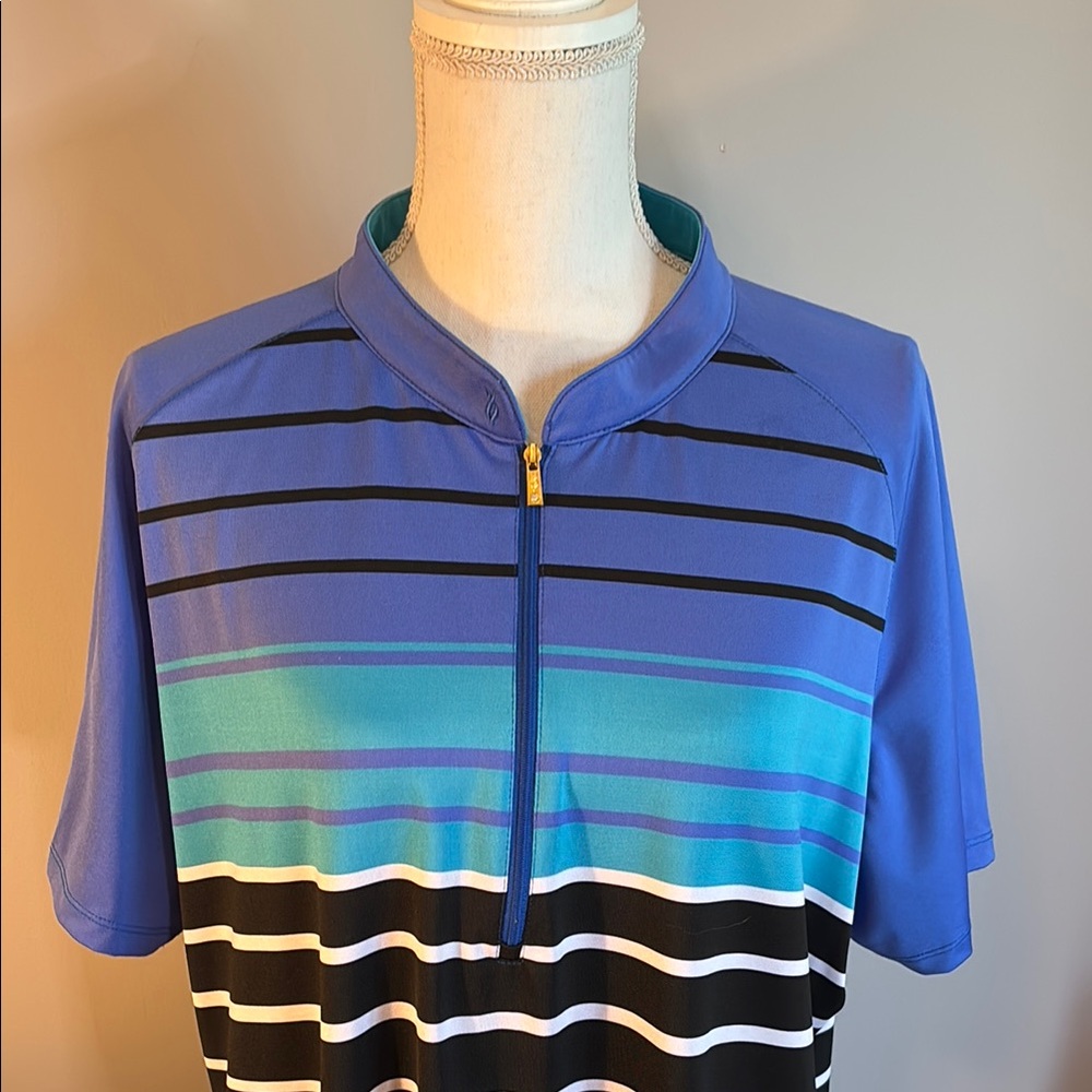 Blue Striped Short Sleeve Women's Top